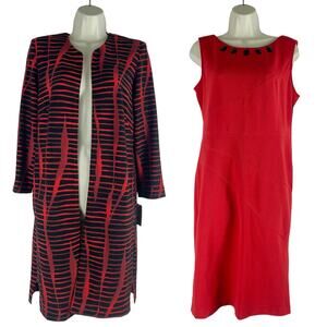 NEW Maya Brook Jewel Dress Jacket 2pcs Set Artsy Red Rhinestone Size 8